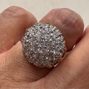 Brilliant CZ stones set in Silver with Gold band, Ring